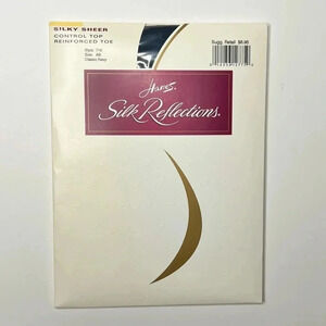 Vintage Hanes Silk Reflections Silky Sheer Control Top 718 Classic Navy Size AB